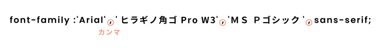 複数のフォントをの間を「,」で区切る